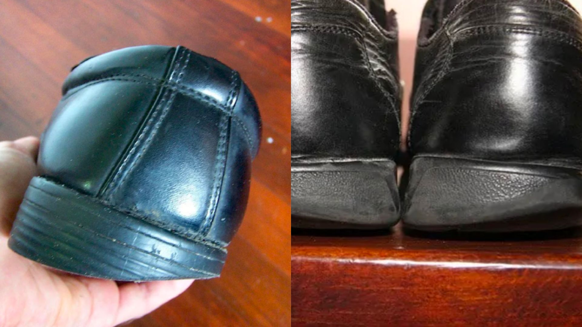 Scarpe consumate in modo asimmetrico